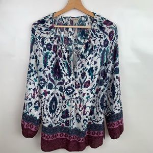 LUCKY BRAND | Printed Peasant Blouse Small